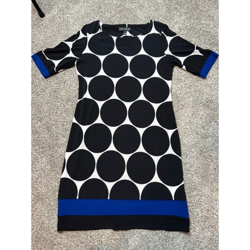 Karin Steven’s Sheath Dress Size 10 Polka Dots Color Block Hem